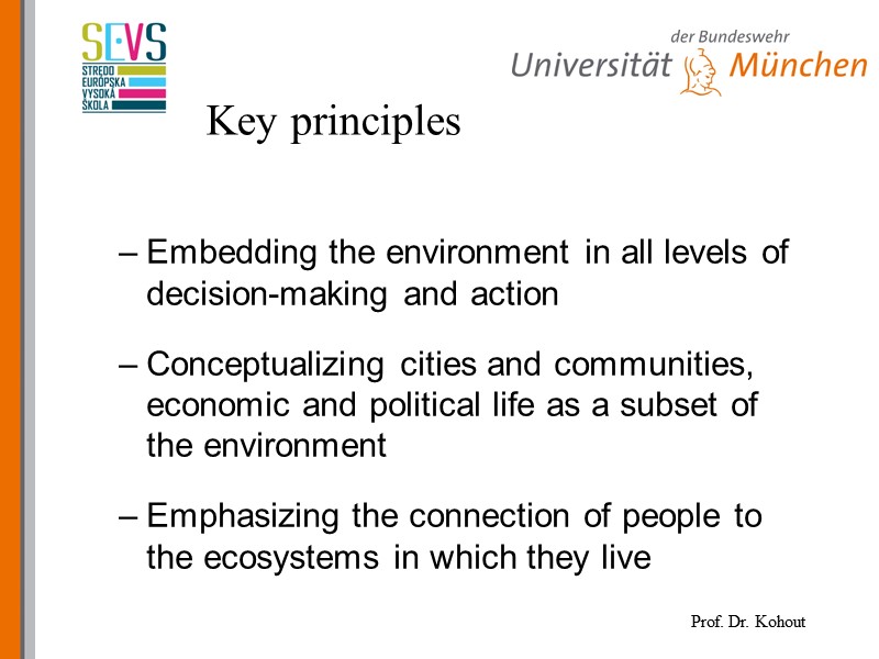 Key principles  Embedding the environment in all levels of decision-making and action 